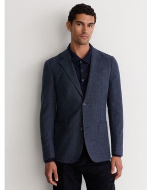Reiss Cotton Hopsack Single-Breasted Blazer Tailored-Fit - Blue