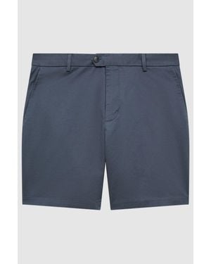 Reiss Wicket - Airforce Blue Regular Length Cotton Chino Shorts With Stretch, 38