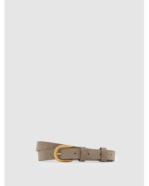 Reiss Cynthia - Light Grey Suede Tie Curved-buckle Belt, M - White