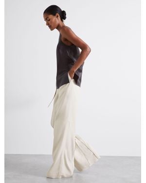 Reiss Atelier Wide Leg Crepe Trousers With Wool - White