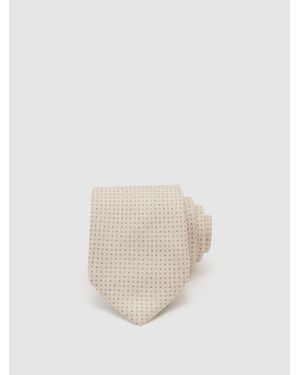 Reiss Ovale - Ecru Silk Micro Spot-print Tie, One - White