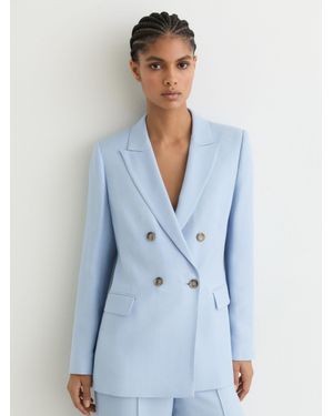 Reiss Double-Breasted Peak-Lapel Suit Jacket - Blue