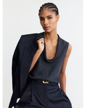 Reiss Cowl-Neck Sleeveless Top - Blue