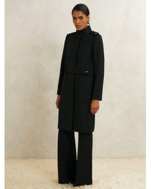 Reiss Atelier Wool Belted Long Coat - Black