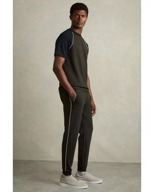 Reiss Forest Interlock Piped Drawstring Joggers - Natural