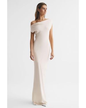 Reiss Loretta - Nude Loretta Off-the-shoulder Maxi Dress, Us 10 - White