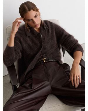 Reiss Cashmere Collared Cardigan - Brown