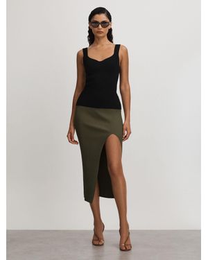 GOOD AMERICAN Ribbed Midi Skirt - Black