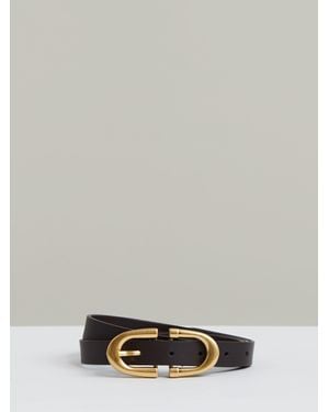 Reiss Leather Horseshoe Buckle Belt - Grey