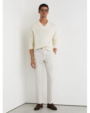 Reiss Cotton Piqué Chino Trousers - White