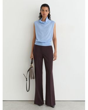 Reiss Wool Funnel-Neck Sleeveless Knit Top - White