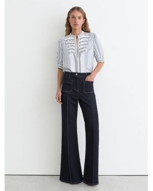 Reiss Patch-Pocket Flared Jeans - Blue