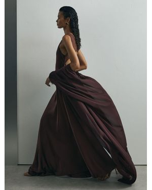 ATELIER Satin Cape Maxi Dress - Black