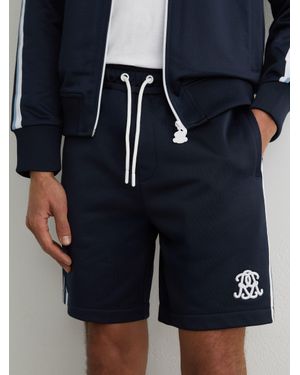 Reiss Monogram Tape-Detail Relaxed Shorts - Blue