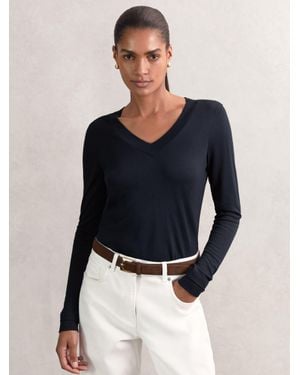 Reiss Jersey V-Neck Top - Blue