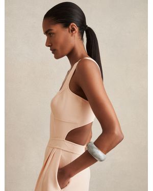 Reiss Wide-Leg Cut-Out Jumpsuit - Natural