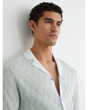 Reiss Wave-Knit Cuban-Collar Shirt - Grey