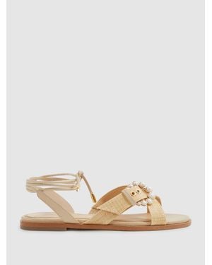 Camilla Elphick Leather Raffia Sandals - Natural