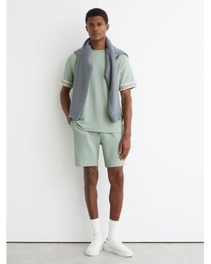 Reiss Textured Side-Stripe Drawstring Shorts - Blue
