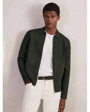Reiss Roberto - Forest Green Four-pocket Zip-through Cardigan, Xs - Multicolour