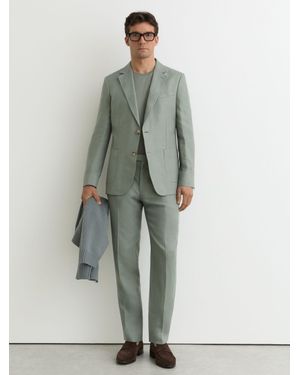 Reiss Tailored Fit Linen-Twill Suit Trousers - Green