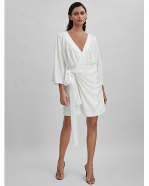 Halston Sequin Side Tie Mini Dress, & Camel - White