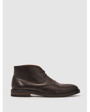Reiss Leather Lace-Up Chukka Boots - Brown