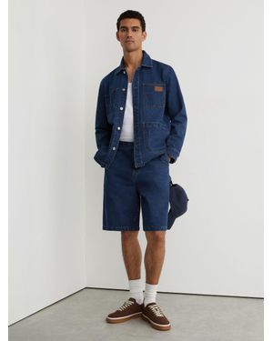 Reiss Monogram Relaxed-Fit Denim Shorts - Blue