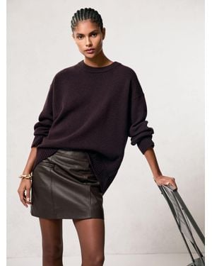 Reiss Leather Welt-Pocket Mini Skirt - Blue