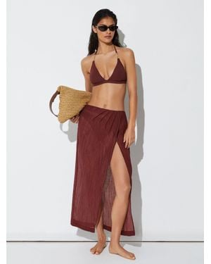 Reiss Rosa - Rhubarb Red Cotton-blend Gauze Wrap Beach Skirt, Us 10 - White