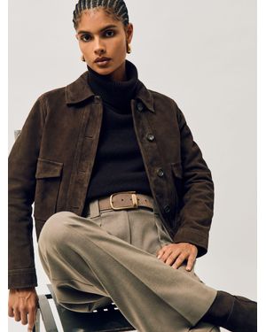 Reiss Suede Half Keeper Belt - Natural