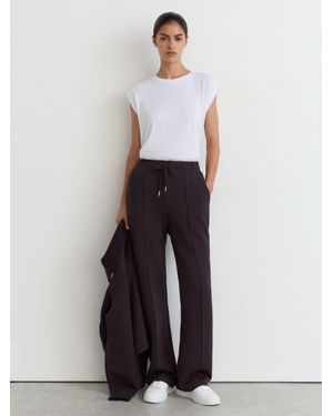 Reiss Premium Interlock Wide-Leg Joggers - White