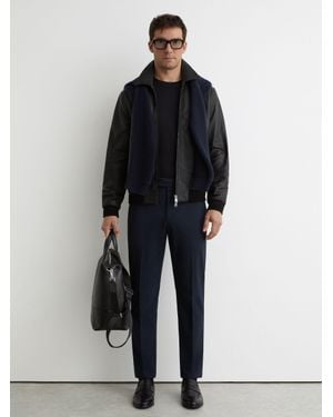 Reiss Found - Navy Slim Fit Drawcord Trousers, 36w X 33l (uk 36 L) - Natural