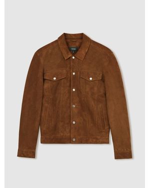 Reiss Fitzroy Off Brushed Corduroy Press-Stud Overshirt in Natural