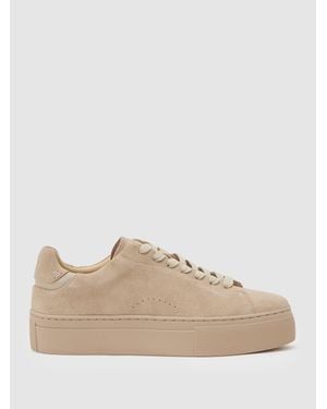 Reiss Francesca Leather Low-Top Trainers - Natural