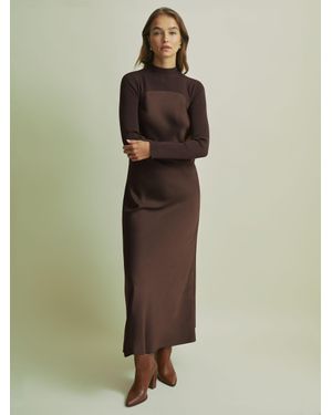 Florere Ribbed Midi Chocolate Dress - Green