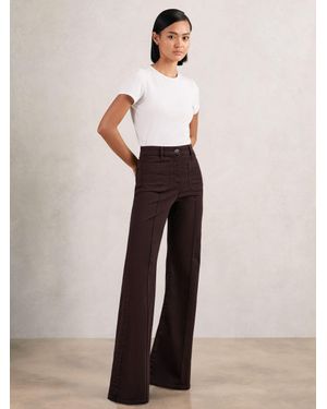 Reiss Sakura - Burgundy Patch Pocket Flared Jeans, Us 24 R - White