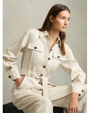 Reiss Wide Leg Utility Jumpsuit - Natural