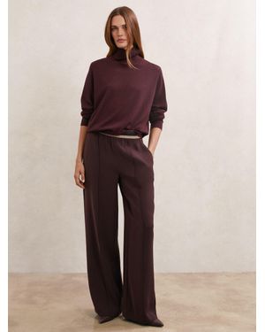 Reiss Elasticated-Waist Wide-Leg Trousers - Natural