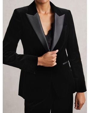 Reiss Petite Velvet Single Breasted Suit Blazer - Black