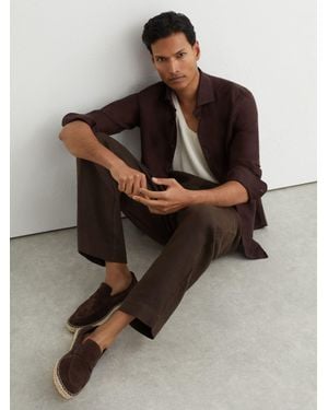 Reiss Suede Penny Loafer Espadrilles - Brown