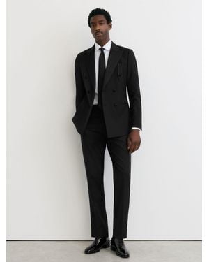 Reiss Side Stripe Tailored Fit Wool-Blend Tuxedo Trousers - Green