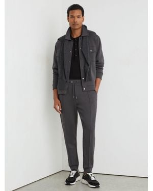 Reiss Finn - Charcoal Grey Premium Interlock Cuffed Joggers, Xs Reg