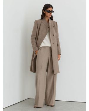 Reiss Wool-Blend Wrapover Mid-Length Coat - Natural