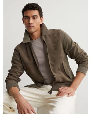 Reiss Suede Zip-Through Jacket - Brown