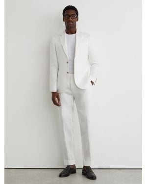 Reiss Tailored Fit Linen-Twill Tailored-Fit Suit Trousers - White