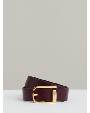 Reiss Leather Half Keeper Belt - Red