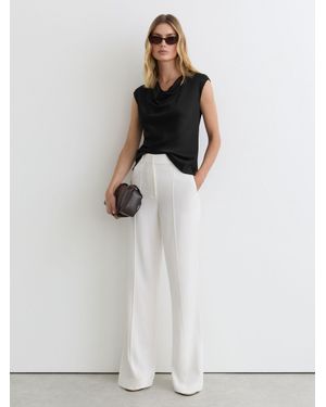 Reiss Silk Cowl-Neck Sleeveless Top - White
