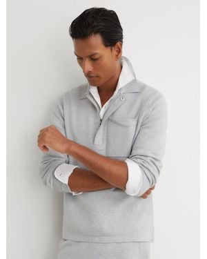 Reiss R-Flex Half-Zip Knitted Polo Jumper - Grey