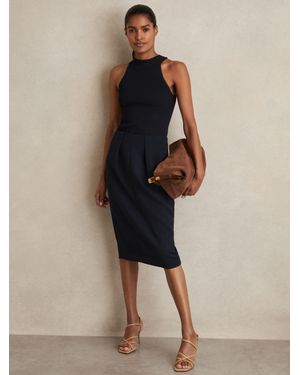 Reiss Gabi - Navy Tailored Midi Suit Skirt, Us 12 - Blue